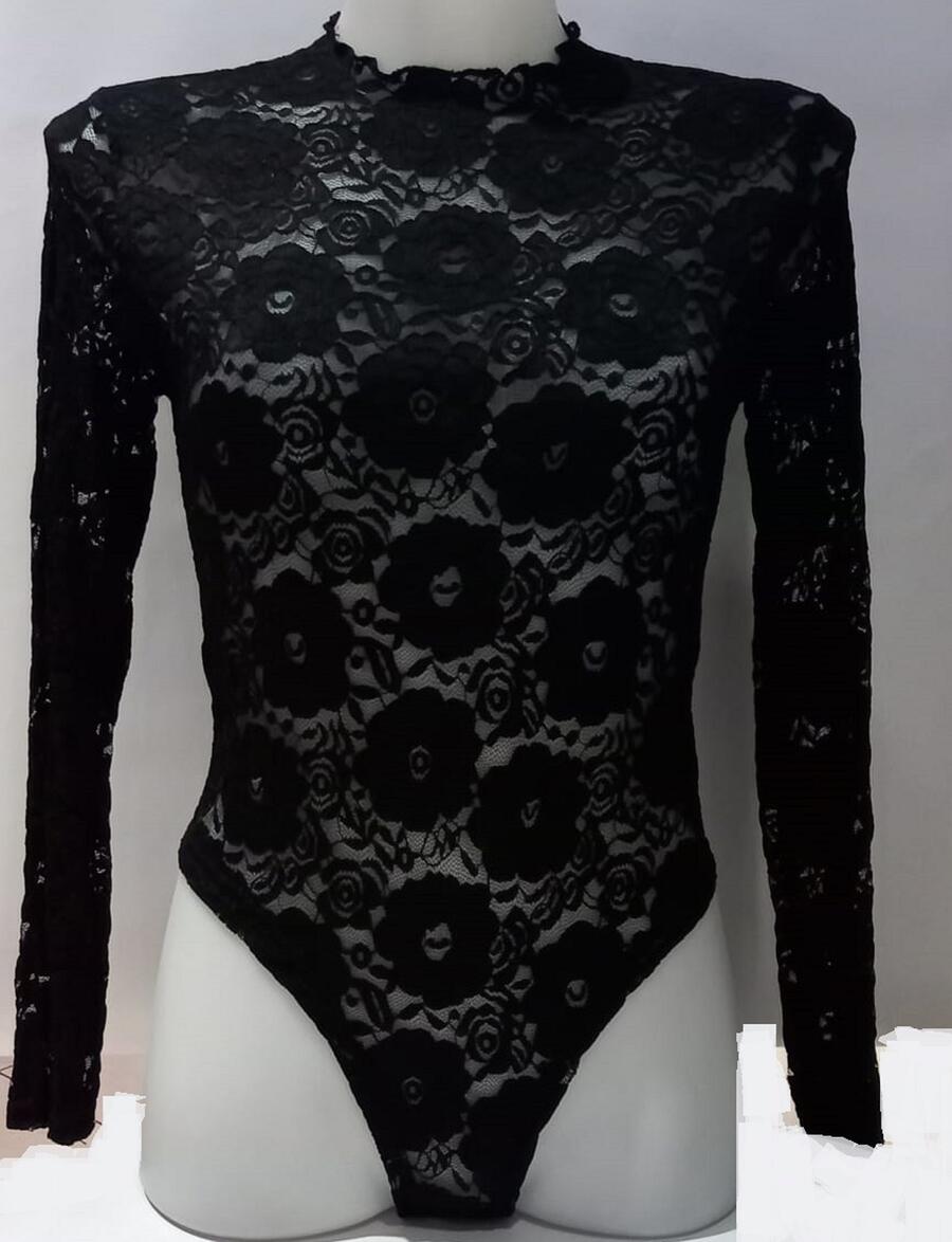 Body con maniche in pizzo elastico 6-0053