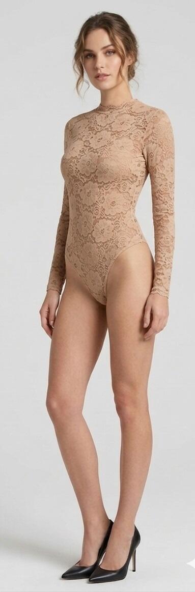 Body con maniche in pizzo elastico 6-0053