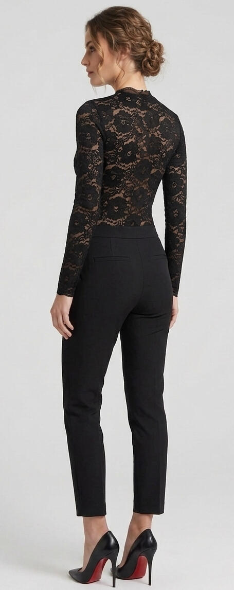 Body con maniche in pizzo elastico 6-0053