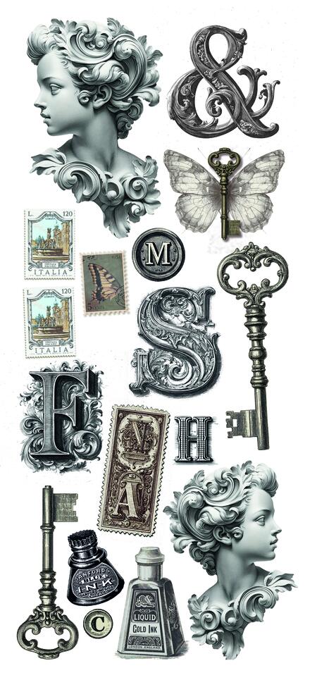 Art stickers Typographic transparent adhesive sheets 