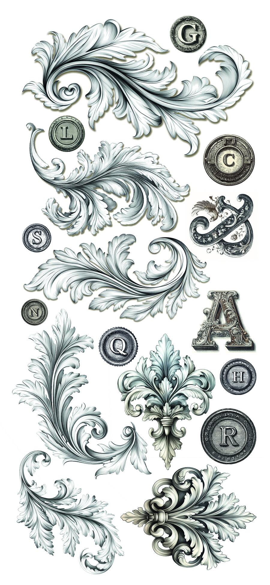 Art stickers Typographic transparent adhesive sheets 