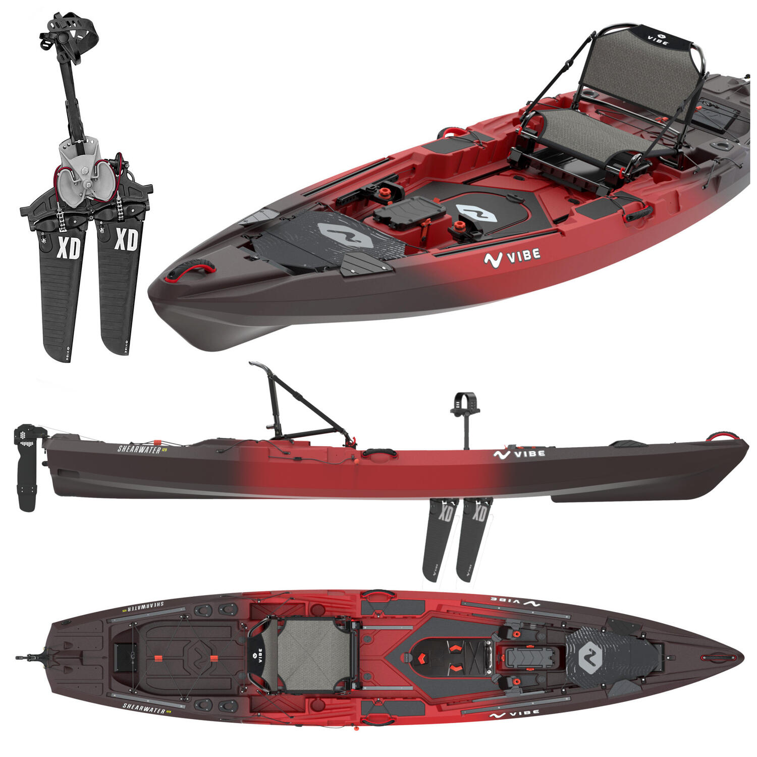 Kayak da pesca a pedali Vibe SHEARWATER 125 X-Drive - 381 cm 