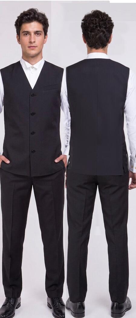 Long jacket-style vest all in fabric without satin at the back with side slits U720