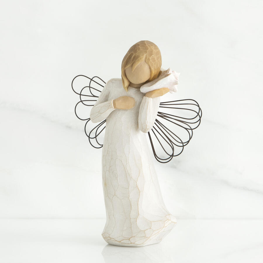 Willow Tree - Figura "Thinking of You" (Ti sto pensando) di Susan Lordi - Angelo con Conchiglia - H 14 cm