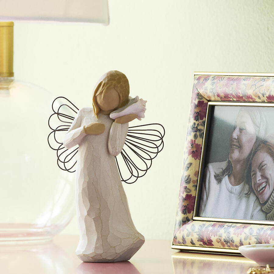 Willow Tree - Figura "Thinking of You" (Ti sto pensando) di Susan Lordi - Angelo con Conchiglia - H 14 cm
