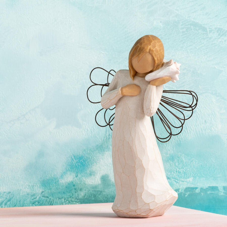 Willow Tree - Figura "Thinking of You" (Ti sto pensando) di Susan Lordi - Angelo con Conchiglia - H 14 cm