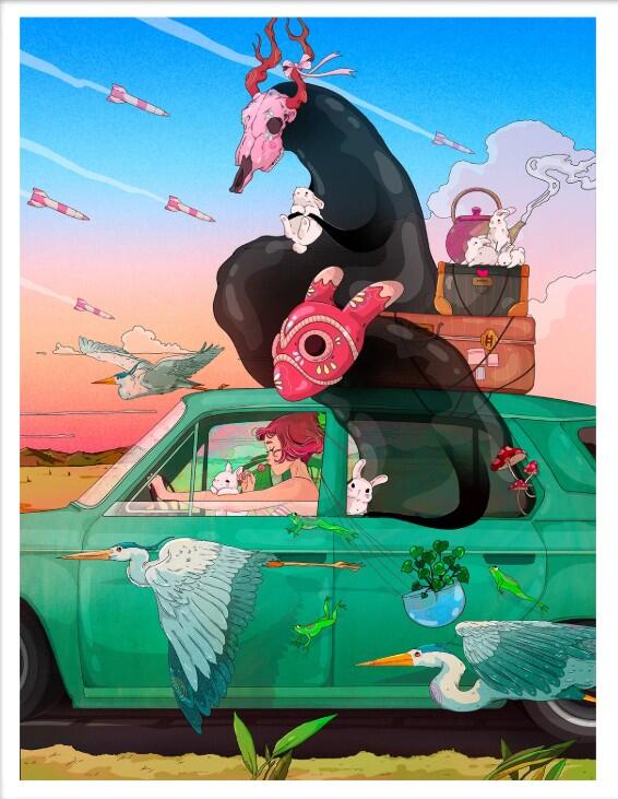 GIULIA ROSA - STAMPA ARTISTICA  30x40 cm: Escape with your demons