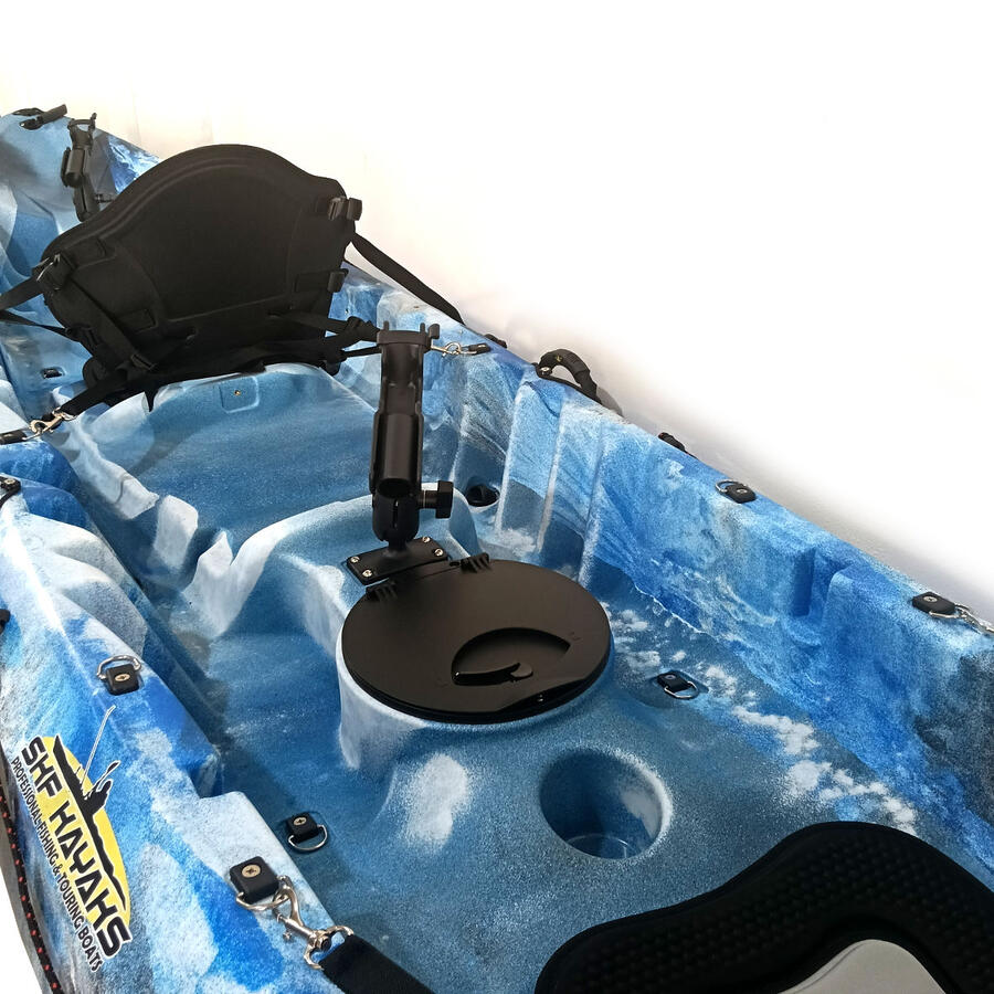 Kayak canoa biposto da pesca e turismo SKF Dolphin - 370 cm - 31 kg Blu - Bianco - Giallo