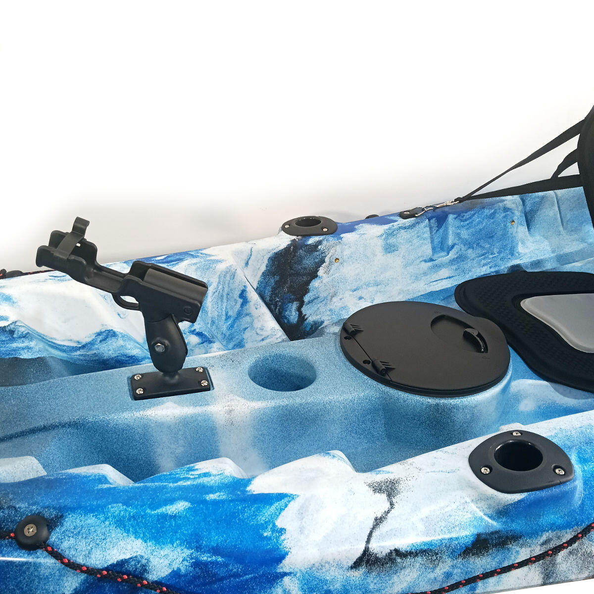 Kayak canoa biposto da pesca e turismo SKF Dolphin - 370 cm - 31 kg Blu - Bianco - Giallo