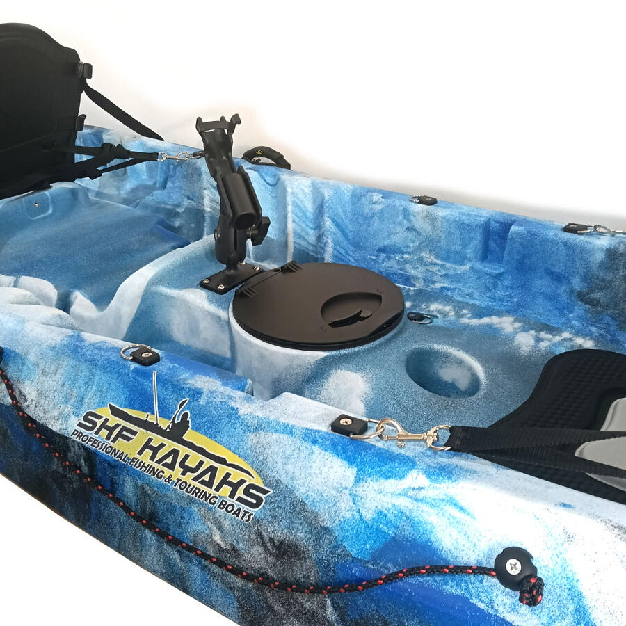 Kayak canoa biposto da pesca e turismo SKF Dolphin - 370 cm - 31 kg Blu - Bianco - Giallo