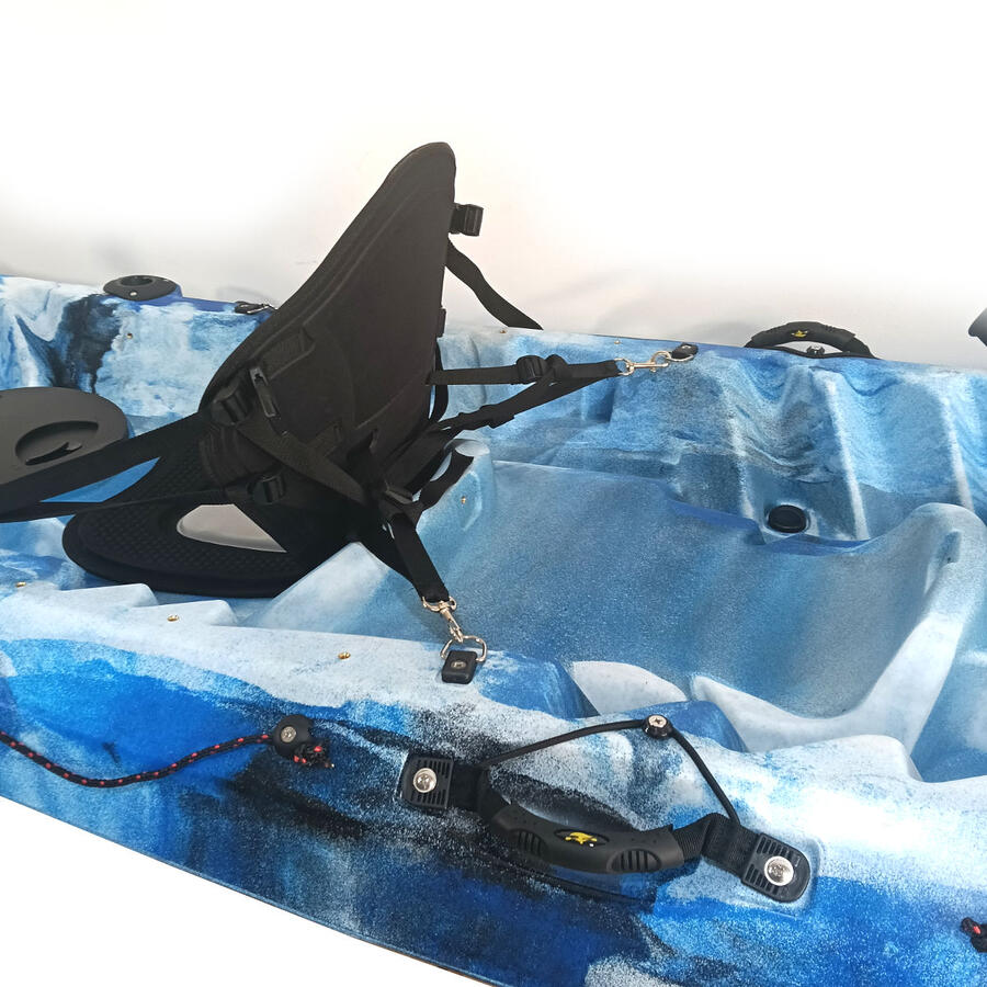 Kayak canoa biposto da pesca e turismo SKF Dolphin - 370 cm - 31 kg Blu - Bianco - Giallo