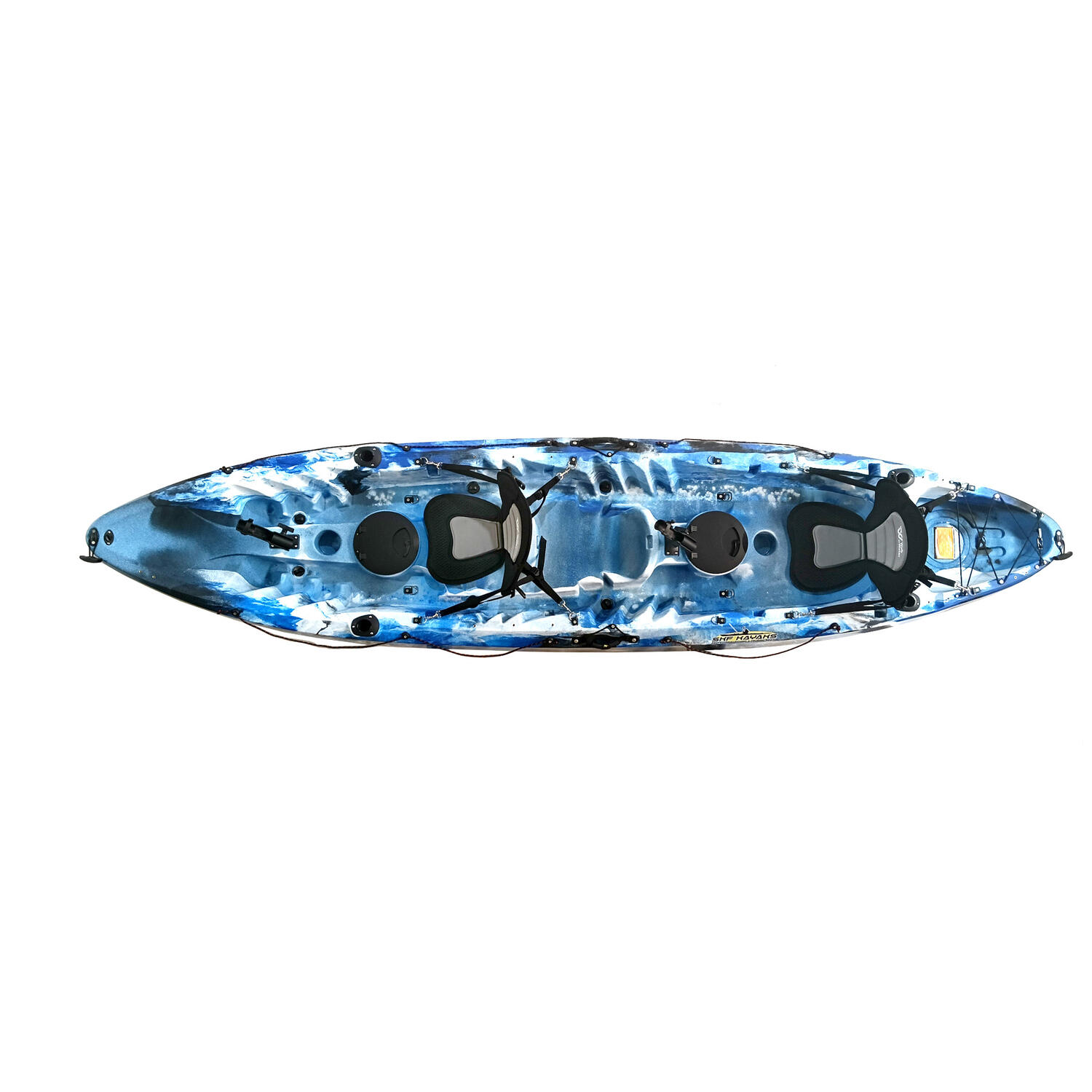Kayak canoa biposto da pesca e turismo SKF Dolphin - 370 cm - 31 kg Blu - Bianco - Giallo