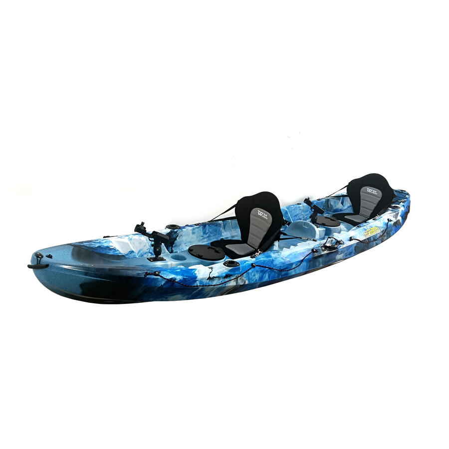 Kayak canoa biposto da pesca e turismo SKF Dolphin - 370 cm - 31 kg Blu - Bianco - Giallo