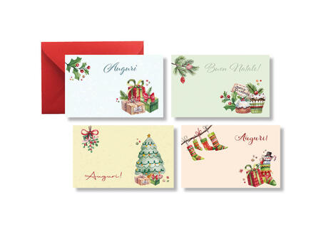 BIGLIETTI SPECIALE 25X4 NATALE CC/BB ROSSE CF.100/100 F.TO 9X14