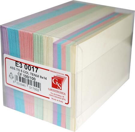 BIGLIETTI FANTASIA ASSORTITI 5 COLORI TENUI F.TO 7X11 CF100/100