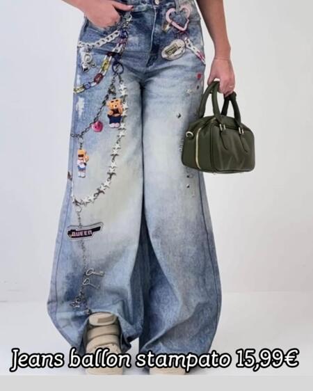 jeans ballon stampato 