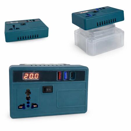 Inverter Portatile a Batteria 2 USB e 1 USB-C Convertitore da DC 21V a AC 220V