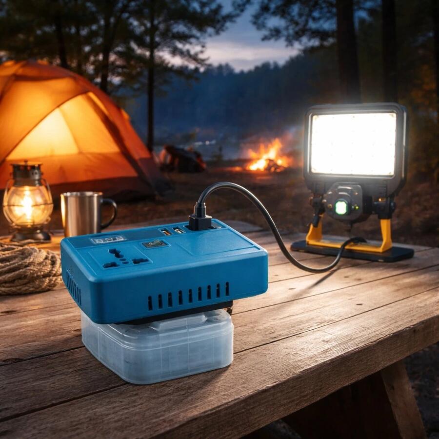 Inverter Portatile a Batteria 2 USB e 1 USB-C Convertitore da DC 21V a AC 220V