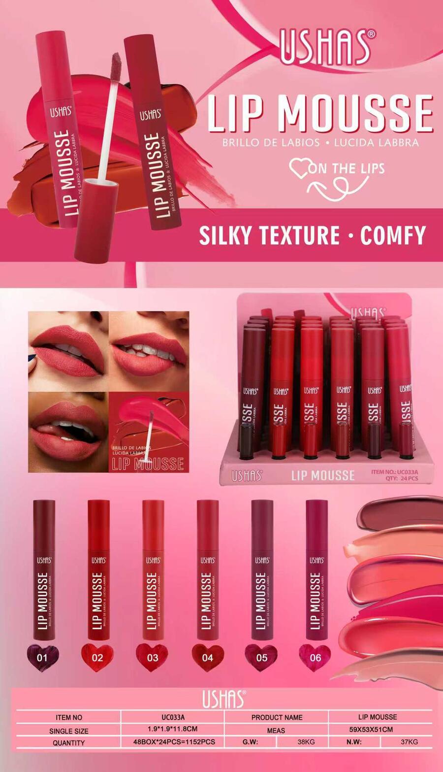 USHAS LIP MOUSSE 
 [Conf.da 24 pezzi]