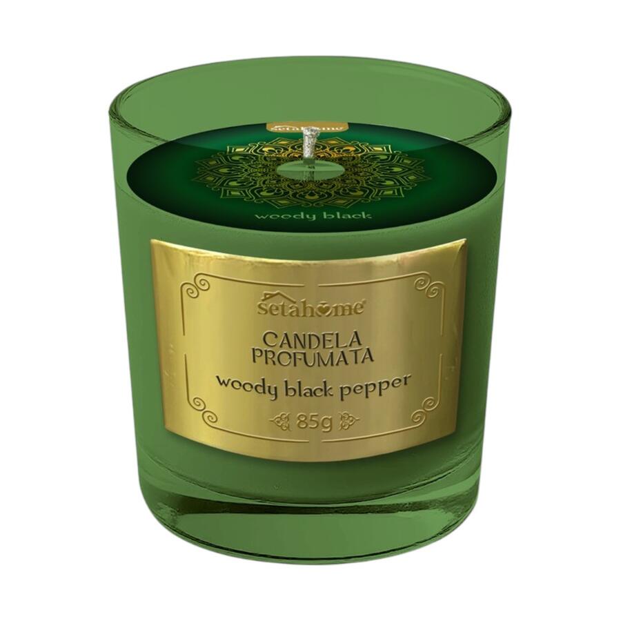 SETABLU CANDELA WOODY BLACK PEPPER 85 GR (Confezione da 12 pezzi) 