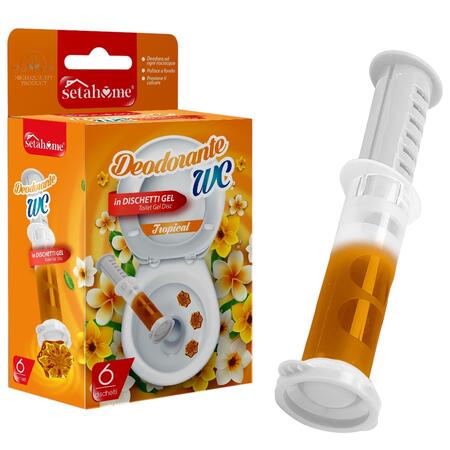 SETABLU DEODORANTE WC IN DISCHETTI 6 PEZZI TROPICAL (Confezione da 36 pezzi) 