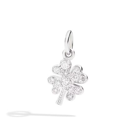 DoDo Ciondolo QUADRIFOGLIO ORO BIANCO & DIAMANTI