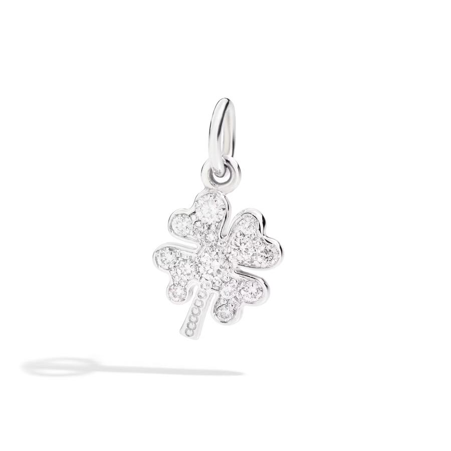 DoDo Ciondolo QUADRIFOGLIO ORO BIANCO & DIAMANTI