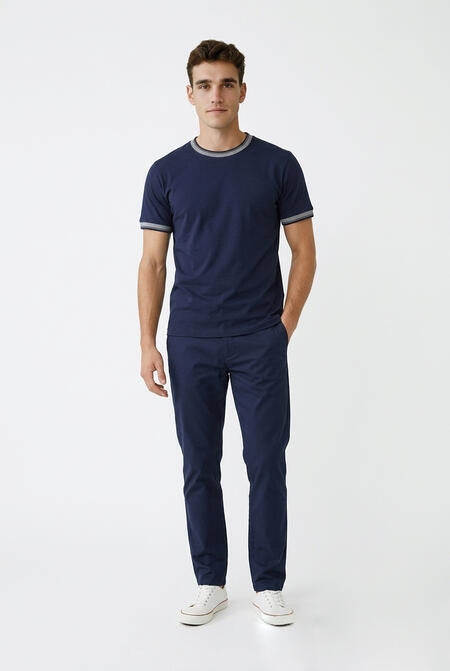 Over-d T-shirt Collo Costina Blu