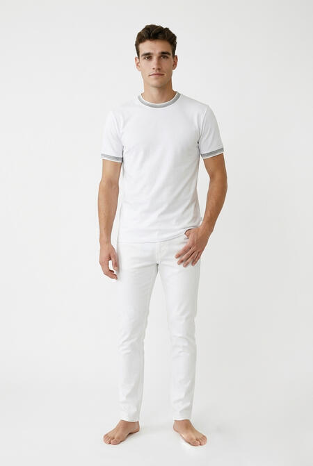 Over-d T-shirt Collo Costina Bianca