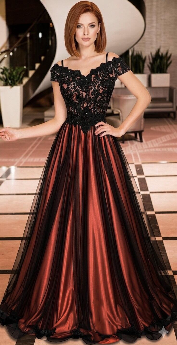 0439 LONG EMPIRE DRESS IN TULLE AND MACRAME 'LACE LINED IN CORAL COLOR SATIN