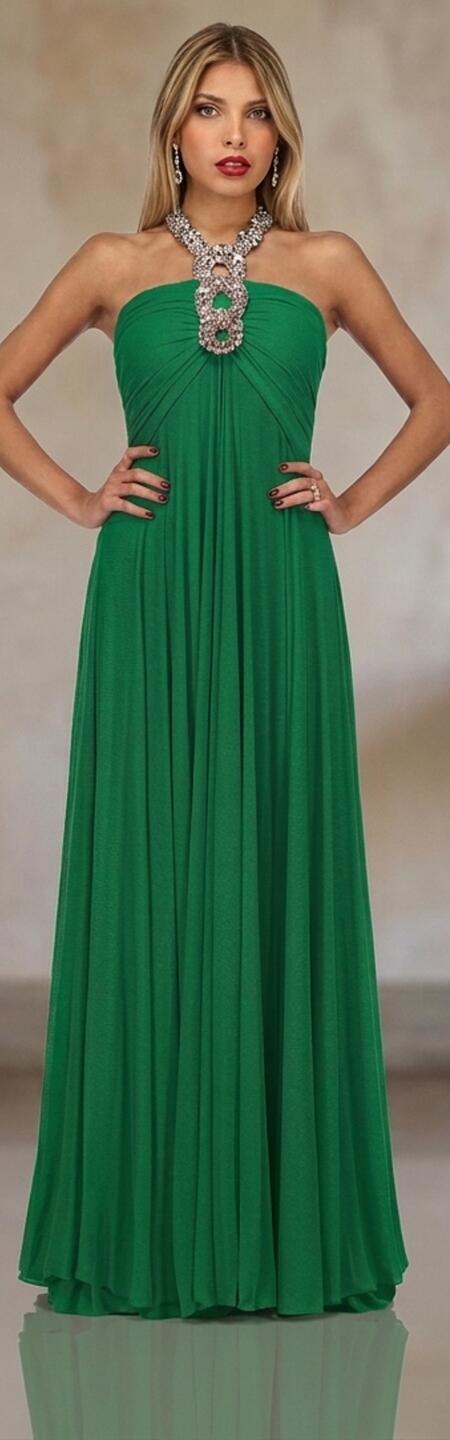 0100 Abito a impero in morbido tulle elastico foderato