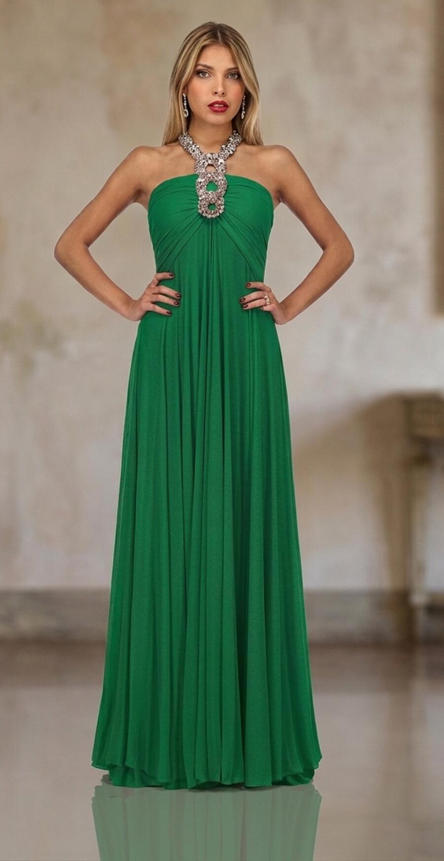 0100 Abito a impero in morbido tulle elastico foderato