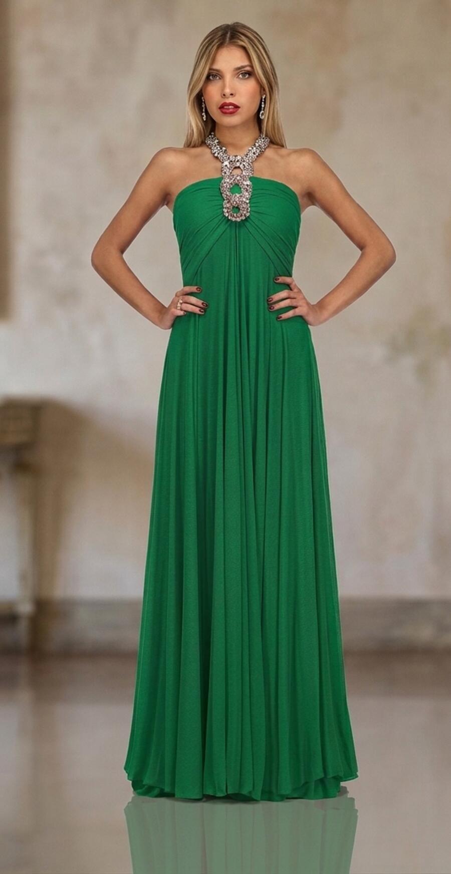 0100 Abito a impero in morbido tulle elastico foderato