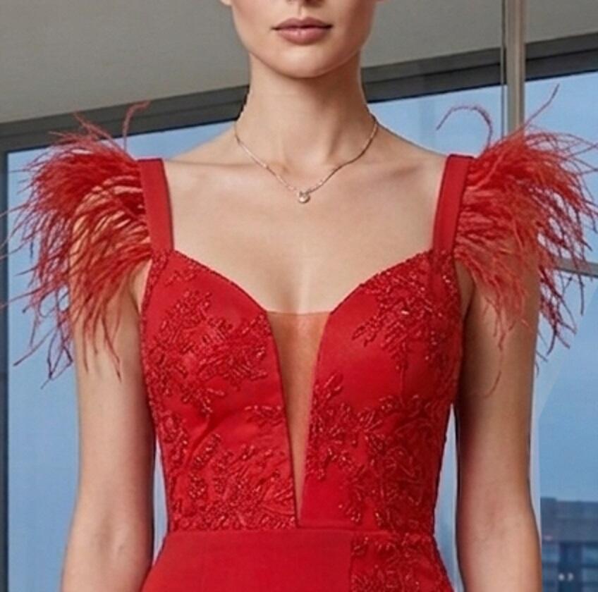 0889 Abito corto e lungo 2 in 1 tubino con gonna in chiffon separata 2 colori rosso oppure nero