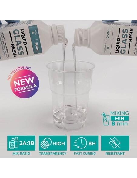LIQUID GLASS RESIN - Resina epossidica trasparente ad effetto vetro (2:1) 300 gr