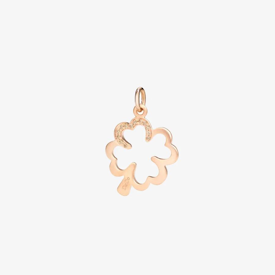 DoDo Ciondolo QUADRIFOGLIO SILHOUETTE IN ORO ROSA & DIAMANTI