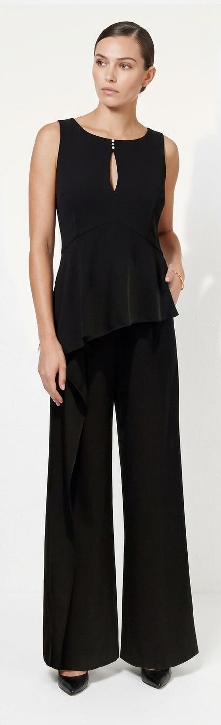5-0016 Drop-front jumpsuit with double right side panel