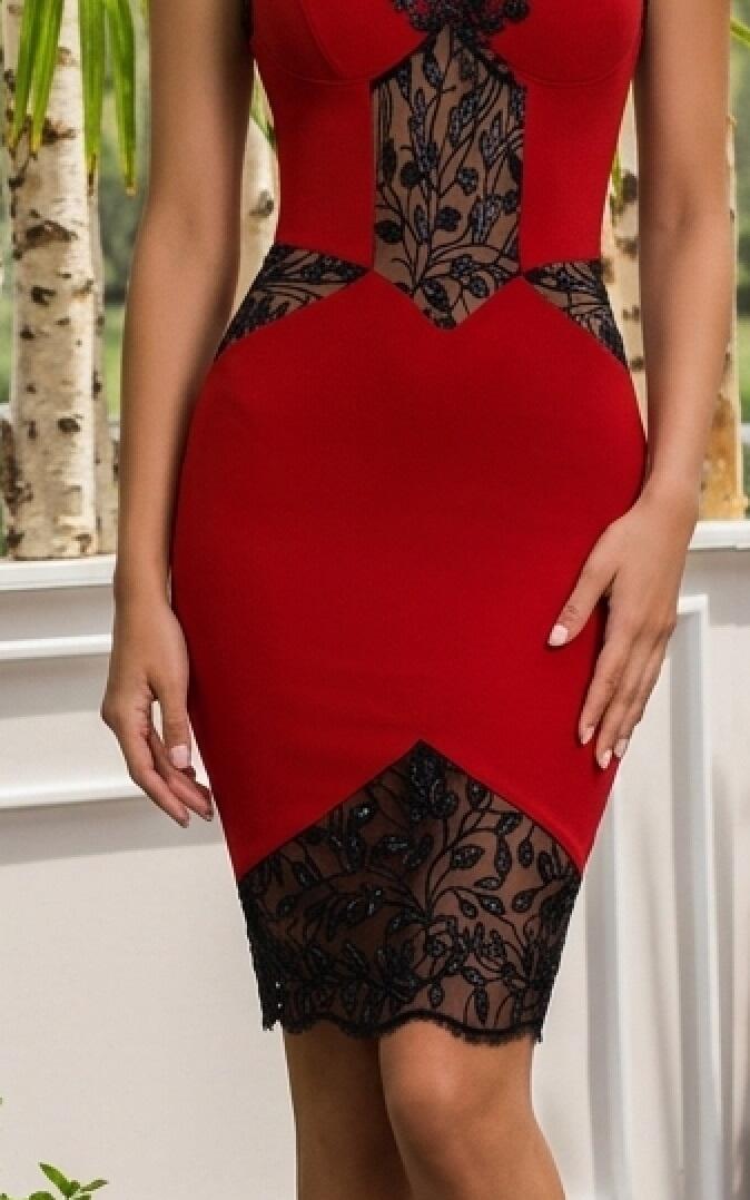 077902 ELASTIC CREPE FABRIC TUBE WITH MACRAME TULLE LACE AND PAILLETTES