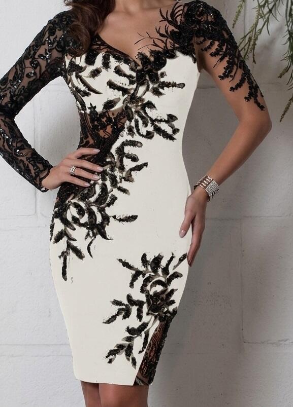 0904 ABITO TUBINO IN TESSUTO CREPE ELASTICO CON TRASPARENZE IN TULLE E MACRAME'