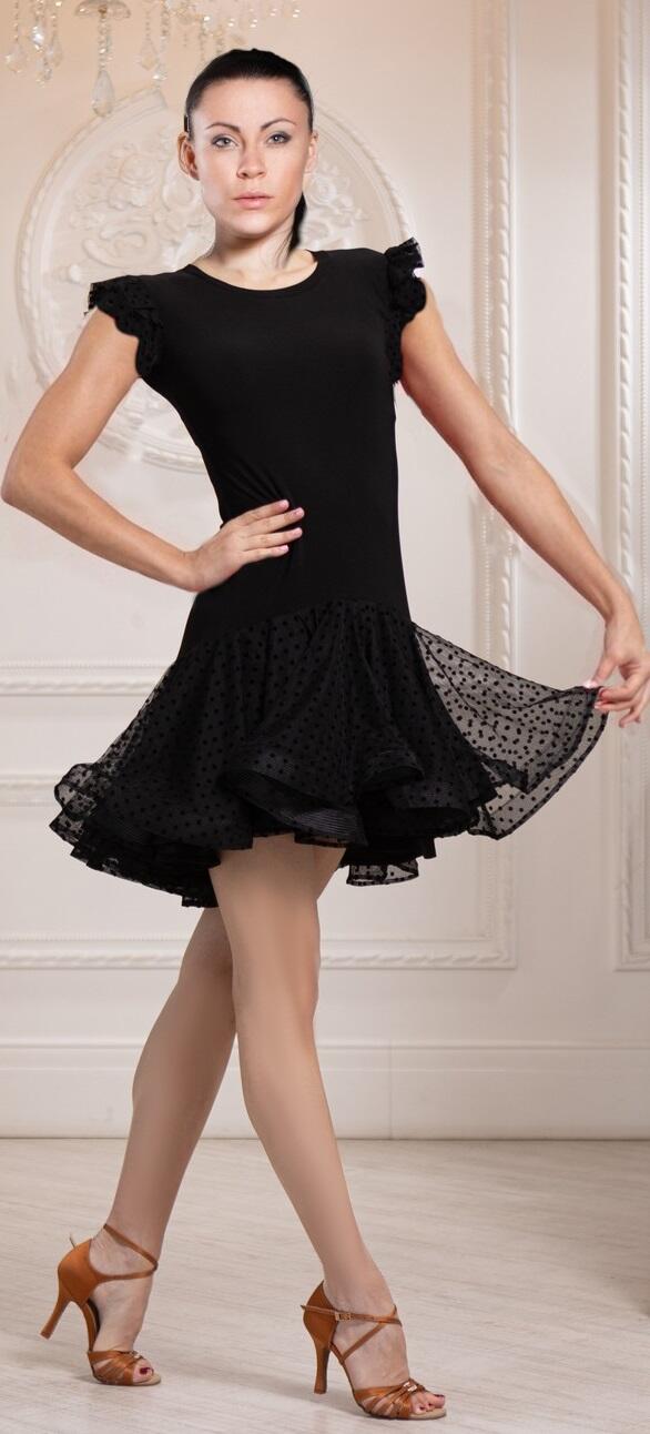 Short front and longer back ball gown with polka dot embroidered tulle skirt U654B