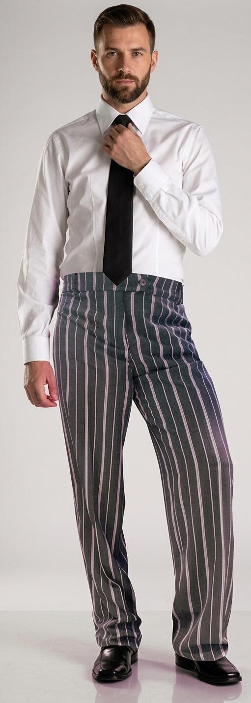 Pantaloni da ballo in tessuto gessato su fondo nero 7-0009