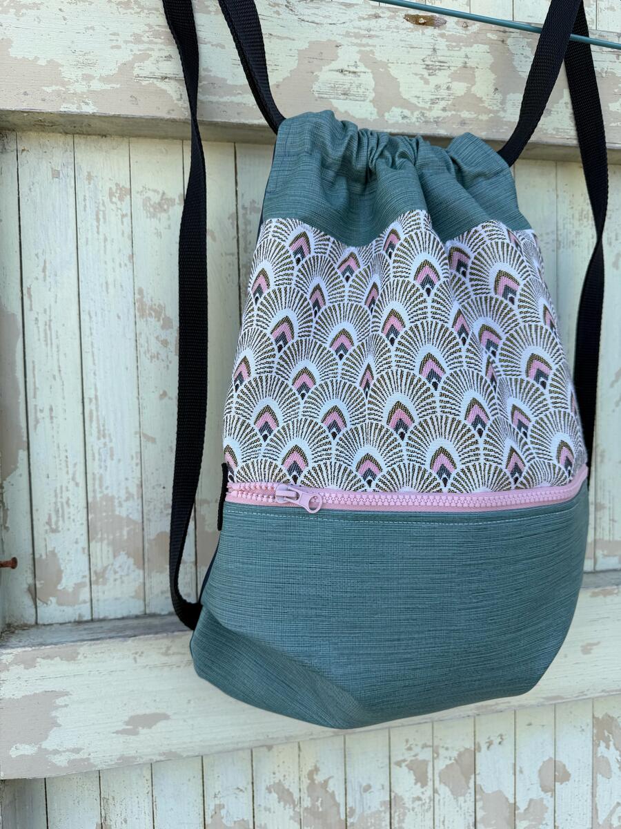 Zaino verde tiffany e code di pavone 