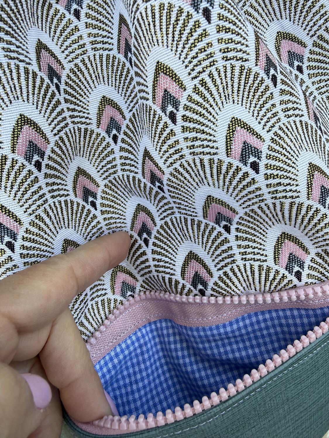 Zaino verde tiffany e code di pavone 