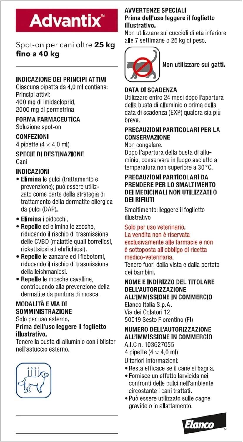ADVANTIX Spot-On per cani oltre i 25 kg fino a 40 kg