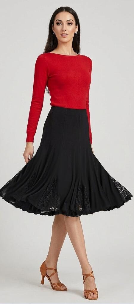 SKIRT IN MEDIAN TACTEL WITH LACE INSERTS LENGTH THE KNEE 2-0024