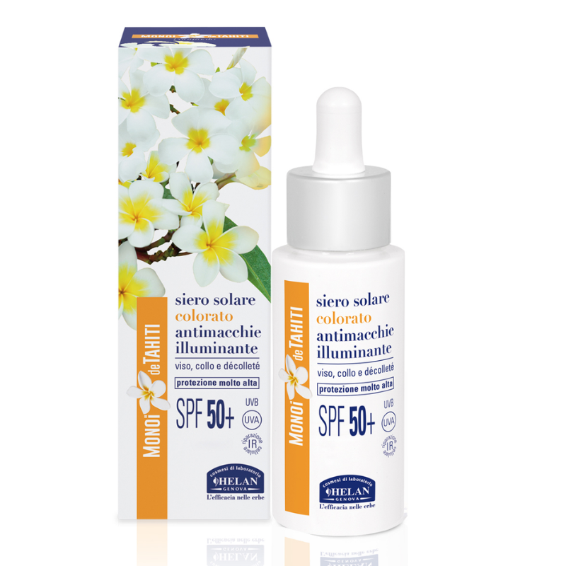 Helan - Monoi de Tahiti Siero solare colorato antimacchie illuminante SPF 50+