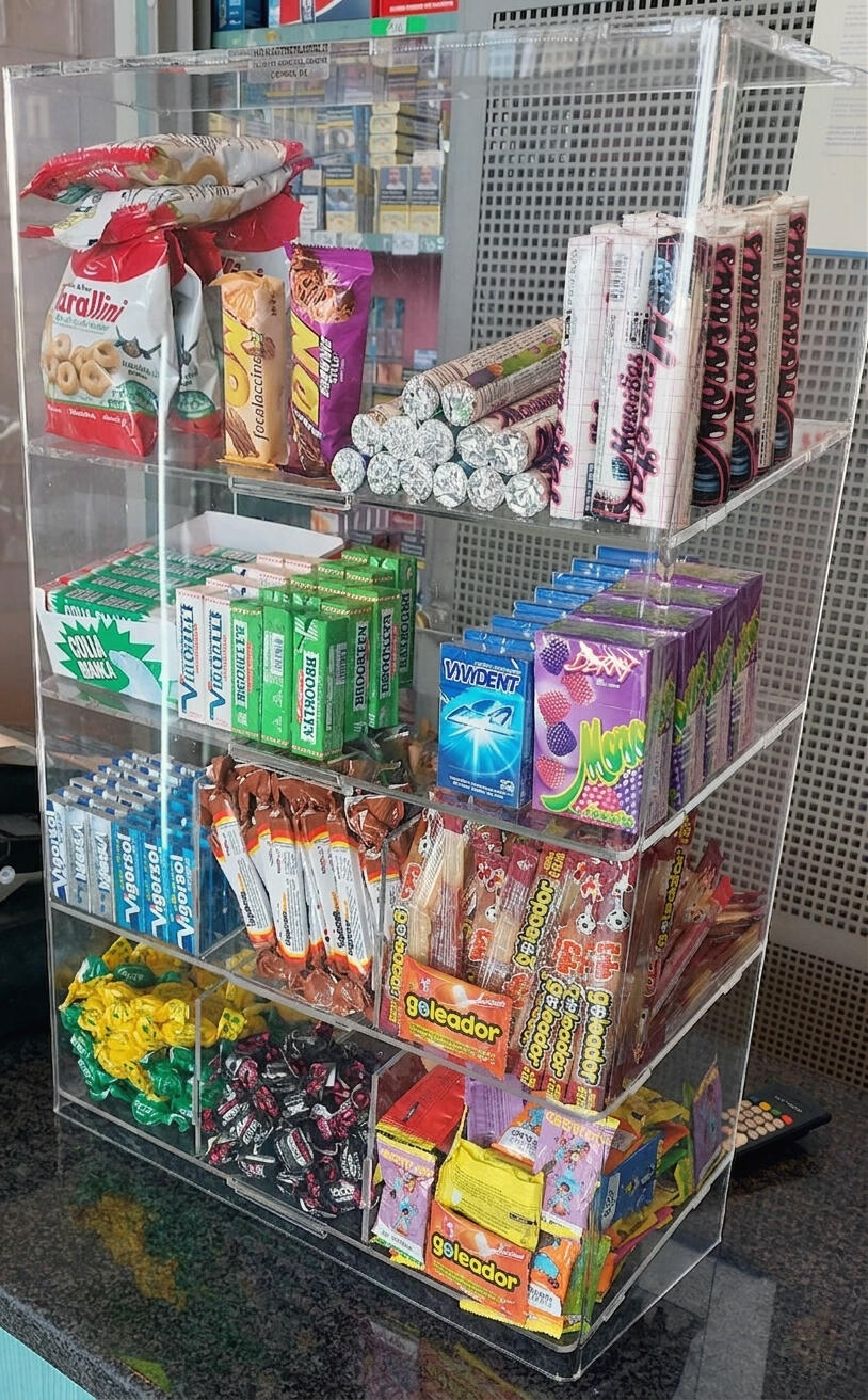 Professional Plexiglass Display Stand – 4 Shelves – Made in Italy