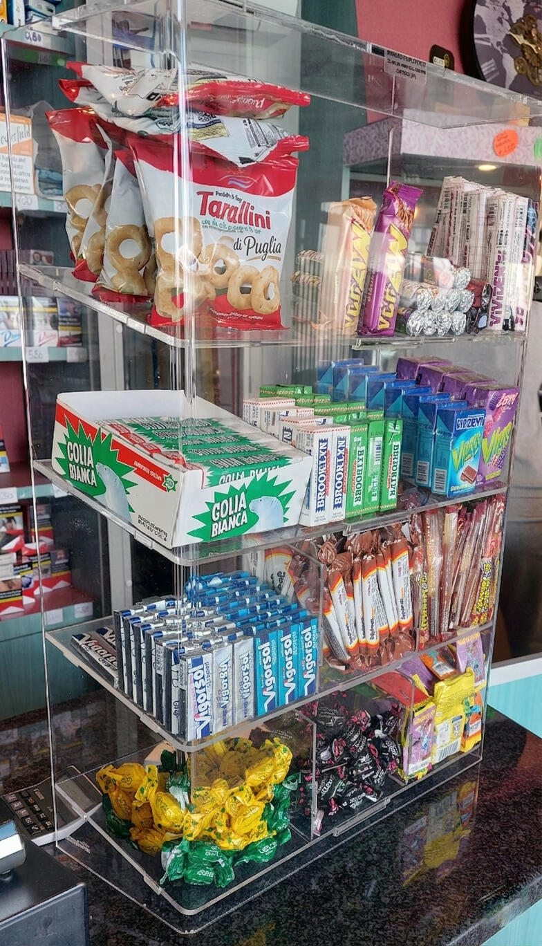 Professional Plexiglass Display Stand – 4 Shelves – Made in Italy