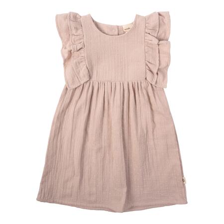 Abitino in Mussola di Cotone Organico con Ruffles – Light Old Pink