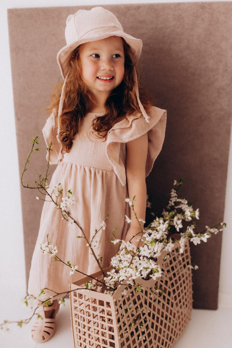 Abitino in Mussola di Cotone Organico con Ruffles – Light Old Pink